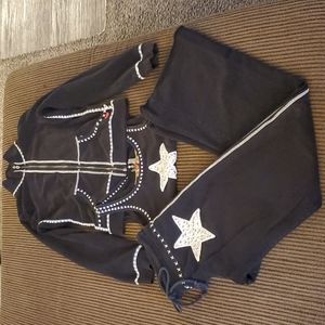 Twisted Heart, Black and white tank top pants and zip up jacket, size medium
